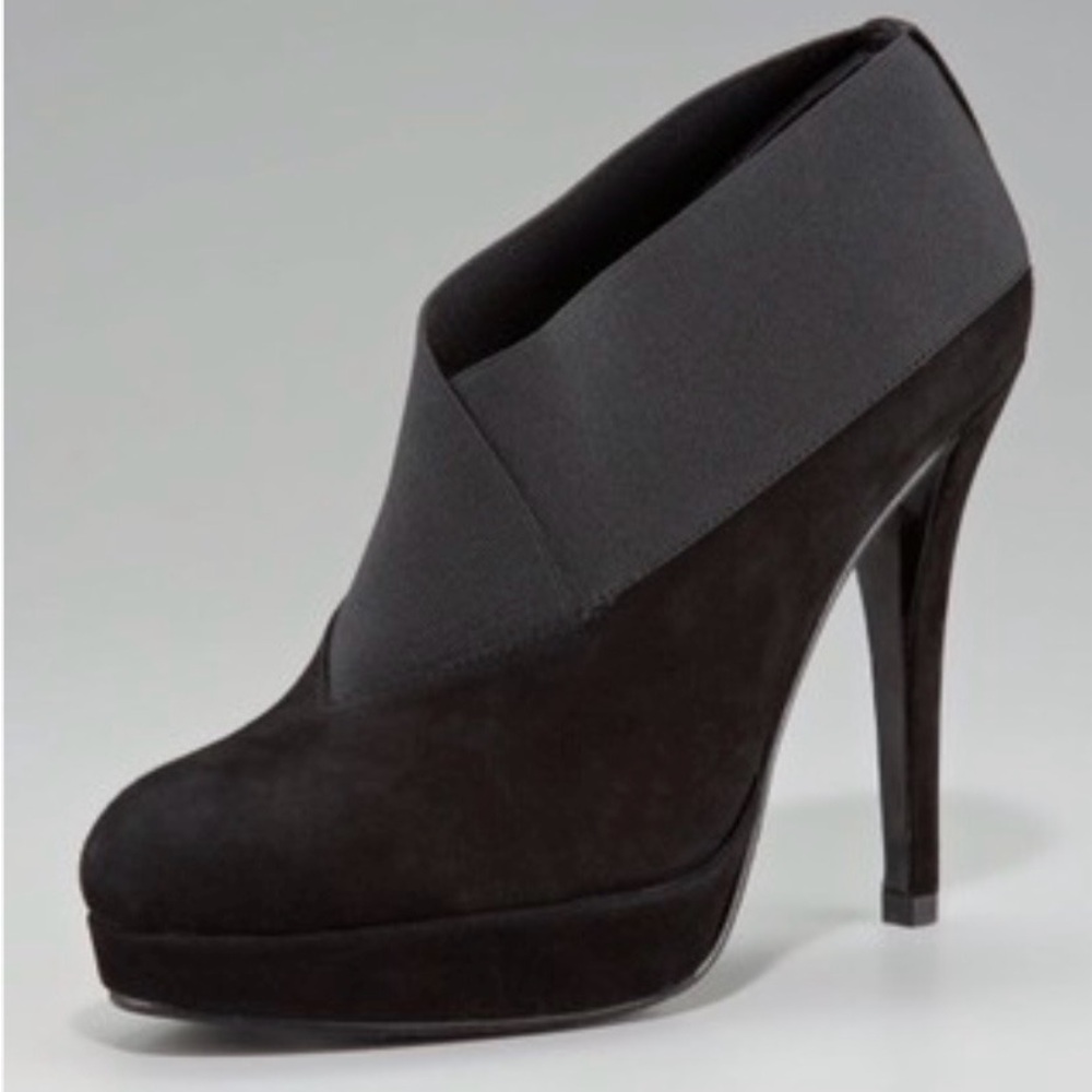 Stuart Weitzman Black Suede & Stretch Fabric Platform Pumps Size 8